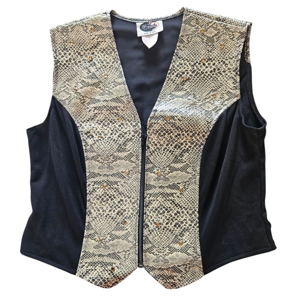 Western Collection Horse Show Vest Size Large Faux Snake Skin Sequined